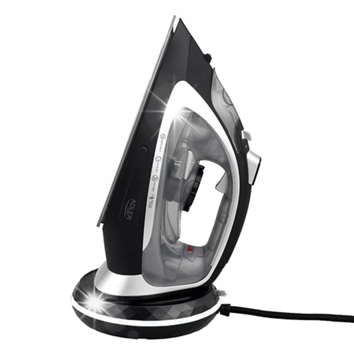Fier de calcat cu abur fara fir Adler AD 5043, 2800W, 300ml, negru-argintiu, 33x19x16cm