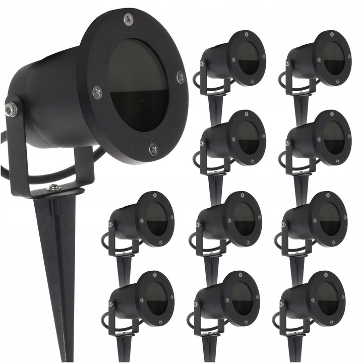 Set 10x Decorya kültéri spotlámpa, fém + üveg, IP54, fekete, 305x93x93mm
