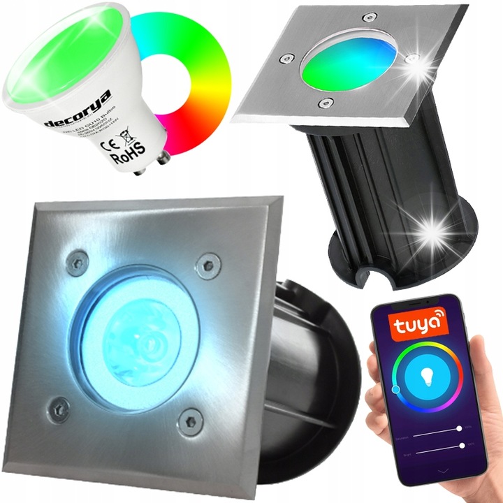 LED süllyesztett lámpa, Decorya, GU10 RGB Smart izzóval, IP65, 11cm, 230V
