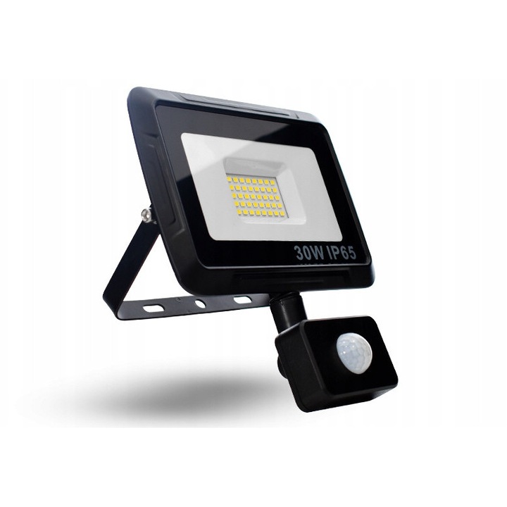 LED прожектор Decorya 30W, студено бял, IP65, със сензор за движение и за здрач, размери 200x137x23mm
