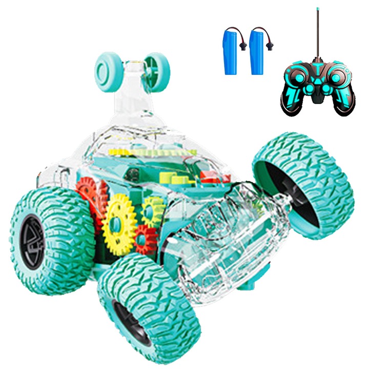 Masina telecomanda IDAMAKON pentru copii, drift 360°, rasturnari 180°, verde, 12,5x11,5x11,5cm