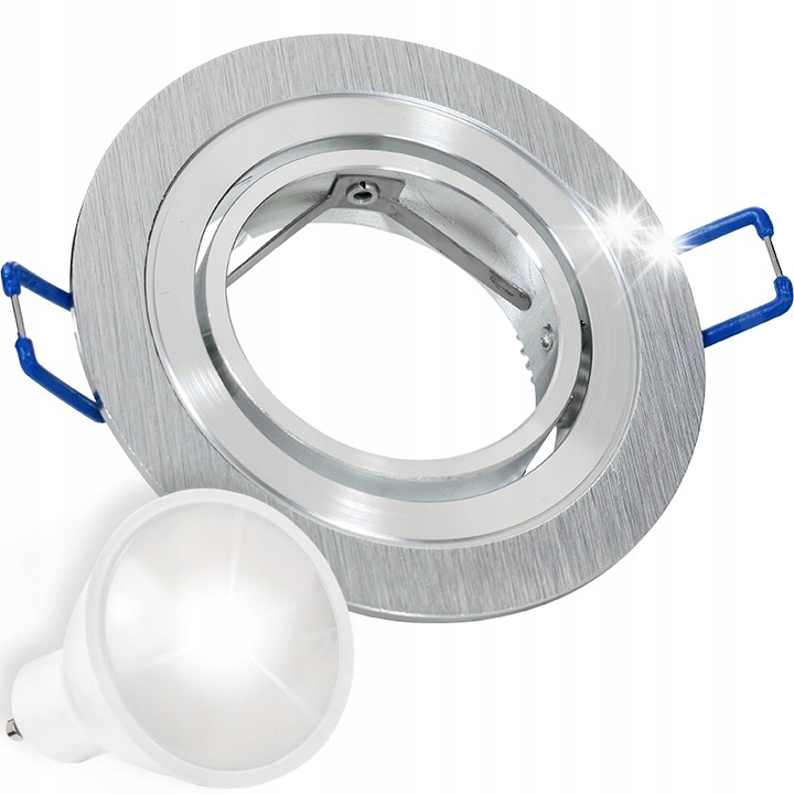 Spot, Decorya, 1x GU10, 1x LED 5W, szálcsiszolt ezüst, 92x92x25mm