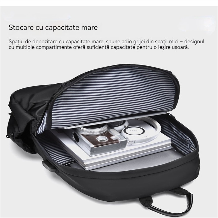 Rucsac laptop multifunctional impermeabil negru 15.6", 45x30x14.5 cm, spatios, unisex