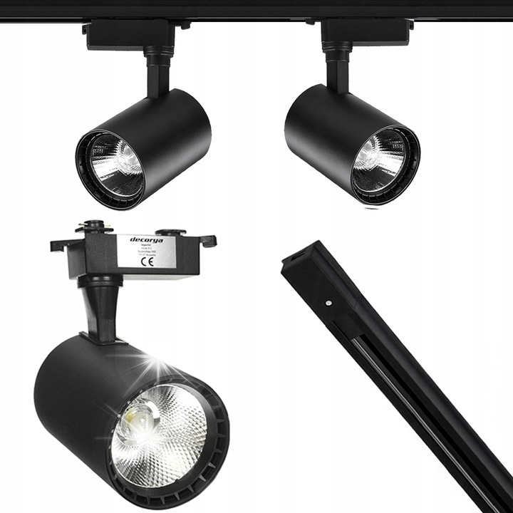 2 db 30W-os LED reflektor készlet, Decorya, fekete színű, 1m, meleg fehér fény