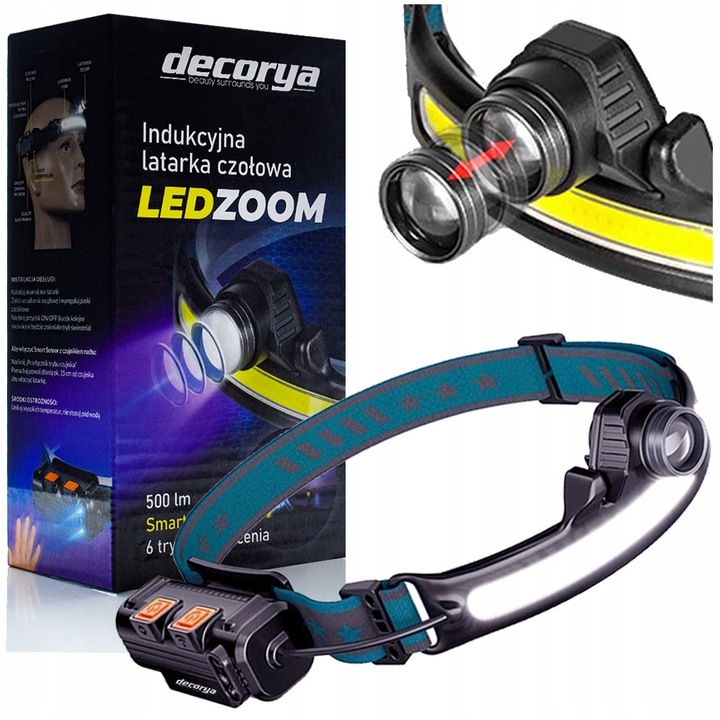 LED челник ZOOM Decorya, 500 лумена, сензор за движение, устойчив на пръски, включена акумулаторна батерия