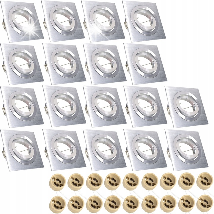 Set 18x Spoturi Decorya, Mennyezeti lámpa, GU10, Alumínium, Ezüst, 92x92x25mm