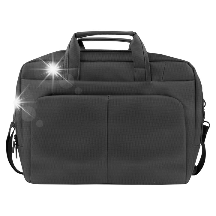 Laptop táska 15,6", Natec Gazelle, nylon, 2 külső zseb, fekete, 40x29x9cm