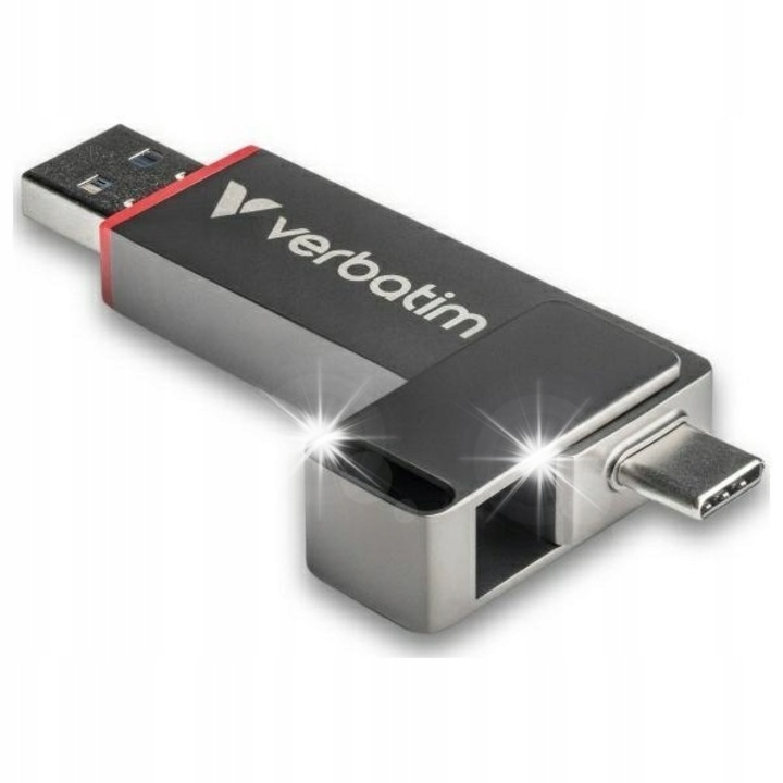 Флашка 1TB Verbatim Dual QuickStick USB-A/USB-C, скорост на четене 550MB/s, скорост на запис 500MB/s, 81.5x18x10.8mm