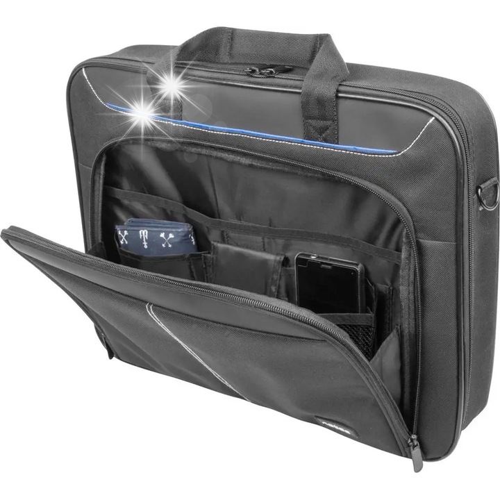 Natec Doberman laptop táska, 17,3", 2 rekeszes, fekete, 340x70x455mm