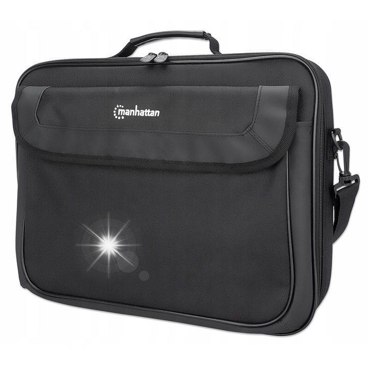 Manhattan laptoptáska, 15.6", fekete, strapabíró anyag, csúszásmentes pánttal