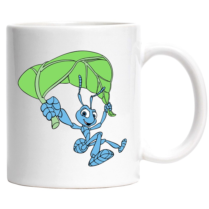 Cana Cu A Bug’s Life – Fluturi si Furnici Veseli, Cadou Amuzant pentru Colectionari, Ceramica, 330ML, Cu Maner si Interior Alb