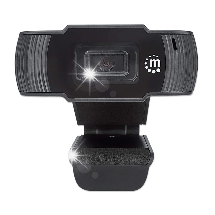 Уеб камера Manhattan USB 2.0 Full HD 1080p, черна, 32x110x77мм, с микрофон