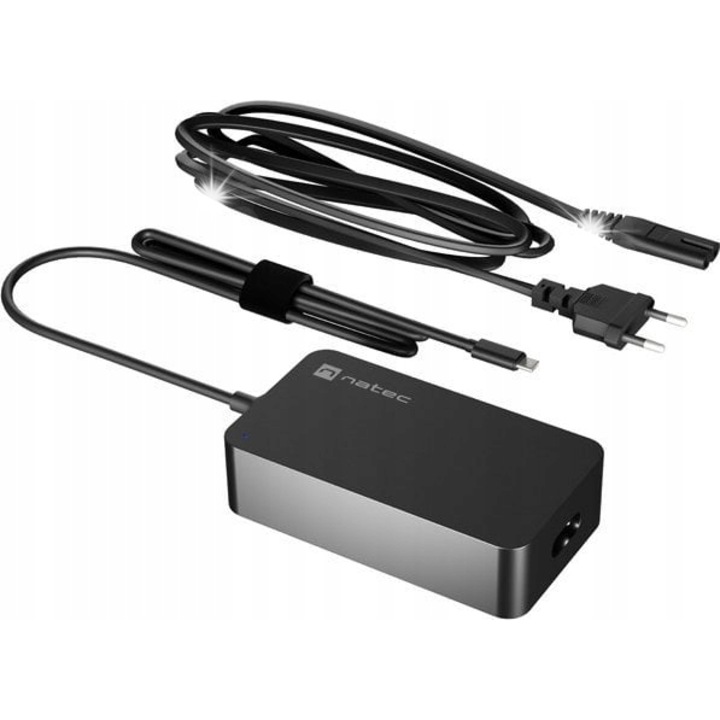 Универсално зарядно за лаптоп Natec Grayling USB-C 45W, 5V, 3A, компактно, черно, комплект