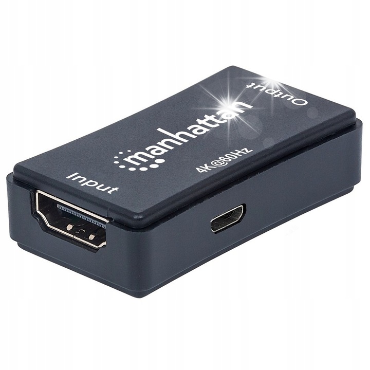 Manhattan 4K HDMI jelerősítő, 40m, aktív, támogatja a 4K@60Hz-et, Plug and Play
