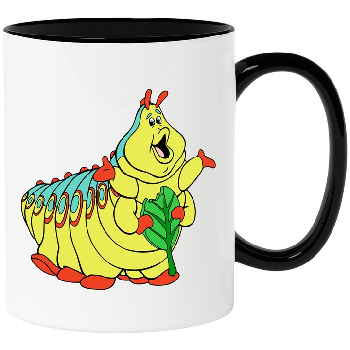 Cana Cu A Bug’s Life – Personaje Disney Colorate, Cadou Fermecator si Nostalgic, Ceramica, 330ML, Cu Maner si Interior Negru