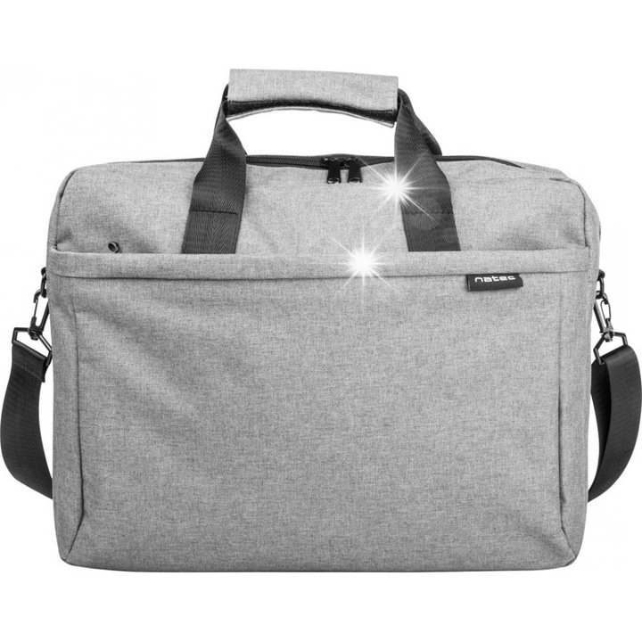 Natec Mustela 15,6" laptop táska, szürke, rendszerezővel és vállpánttal