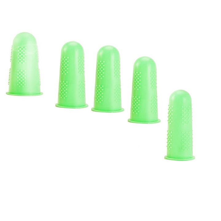 Protectoare de degete silicon, set 5 buc, verde, universal