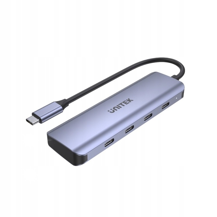 Hub USB-C Unitek, 4 порта USB-C, 5 Gbps, Space Grey, 11x3,5x1,23cm