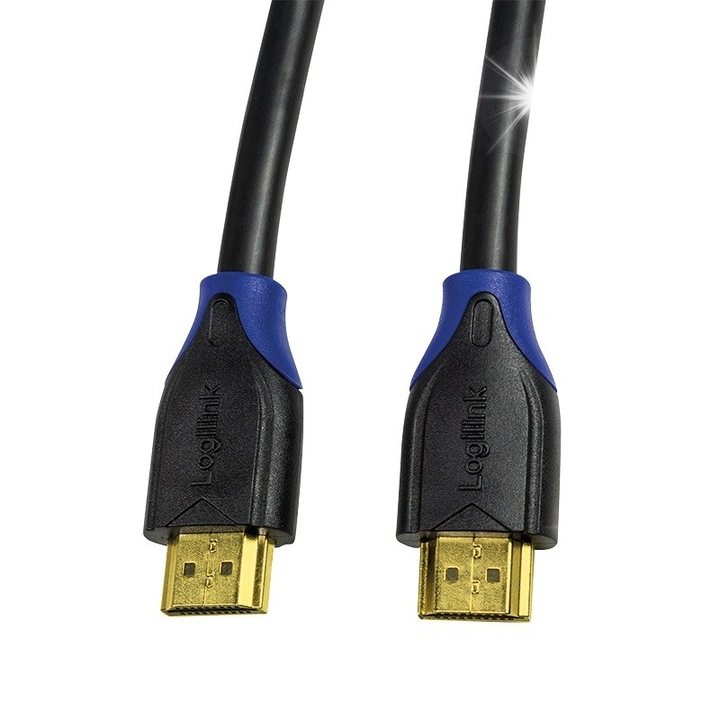 Кабел HDMI LogiLink, 15м, 4K, 3D, черен