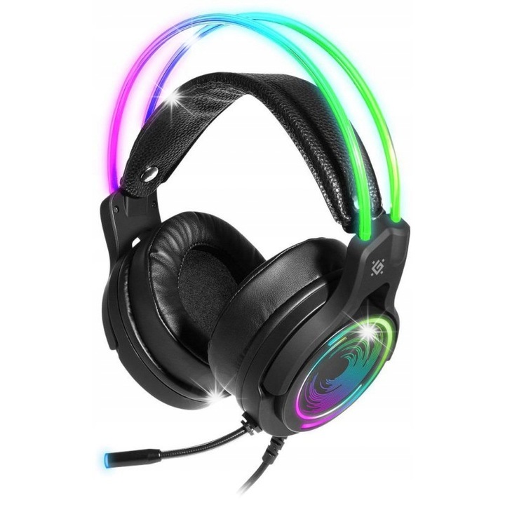 Casti PC Defender EPIC PRO 7.1, cablu de 2m, microfon directional, culoare neagra