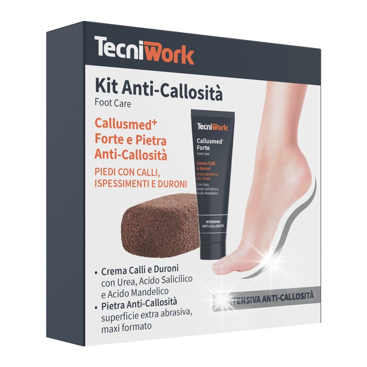 TecniWork teljes lábápoló készlet, 50 ml-es karbamidkrém, habkő, hámlasztó és hidratáló hatás