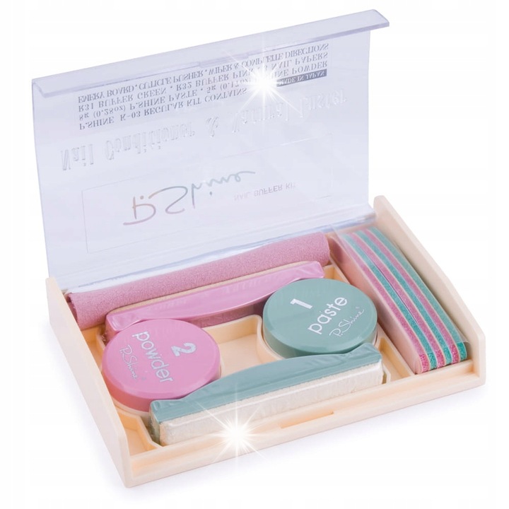 Комплект Японски Маникюр P.Shine, 9 в 1, Натурален, 30-40 минути, за чупливи нокти, многоцветен