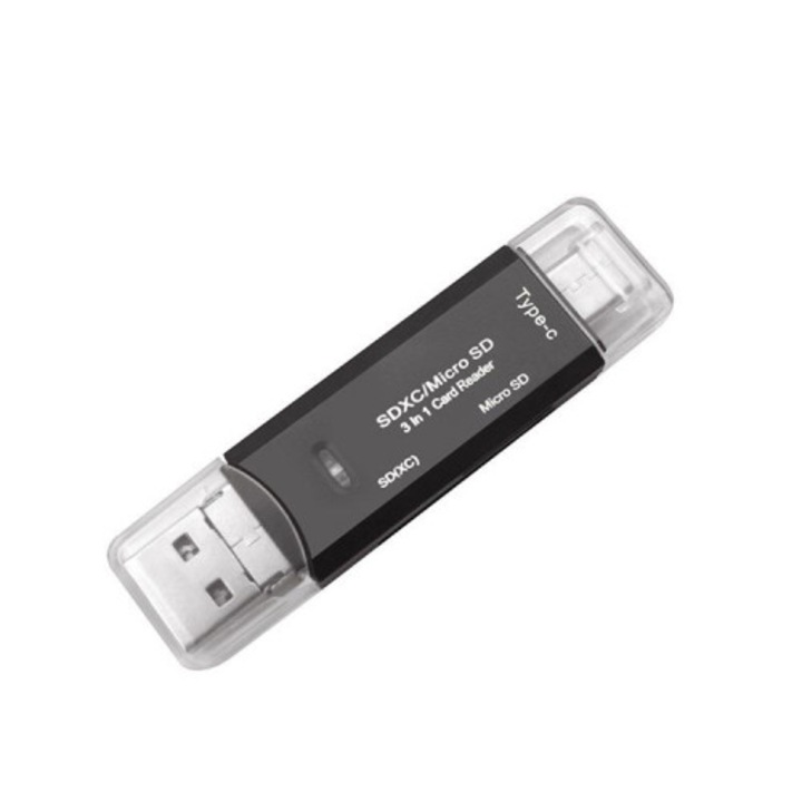 Cititor de carduri, VDSTAR, 3-in-1, transfer rapid de date, design compact, negru