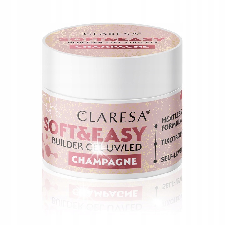 Körömzselé, Claresa, SOFT&EASY Builder, Champagne, 90g, önterülő, tartós