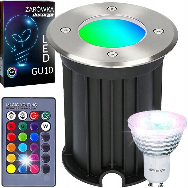 Спот LED Decorya, вграден, RGB GU10, IP65, 11см, комплект с дистанционно