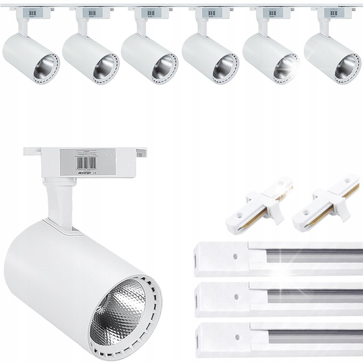 Set 6 spoturi LED, Decorya, 30W, Alb, 3m