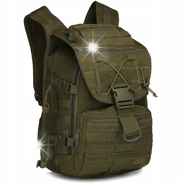 Katonai taktikai hátizsák, vízálló, 45x31x18cm, 2 rekesz, terepszínű zöld
