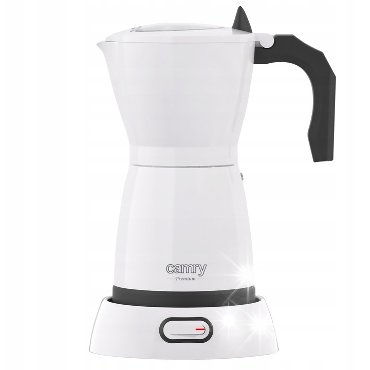 Cafetiere electrica Camry CR 4415, 300ml, 6 cesti, compacta, alba/neagra, 480W, rotativa 360