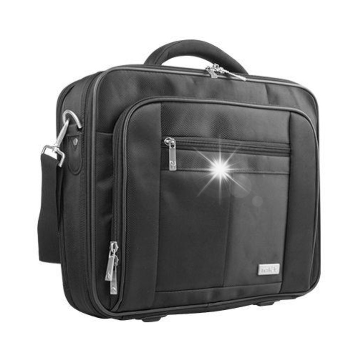 Torba laptop 17,3", Natec Boxer, 3 compartimente, sistem de protectie, neagra