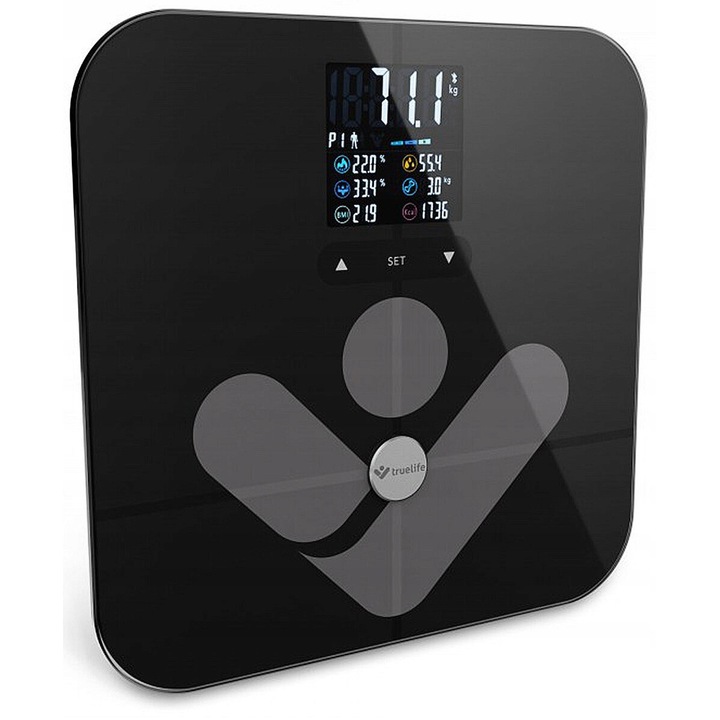 Електронен кантар за тяло TrueLife FitScale W7 BT, анализ на тялото, черен, 180кг