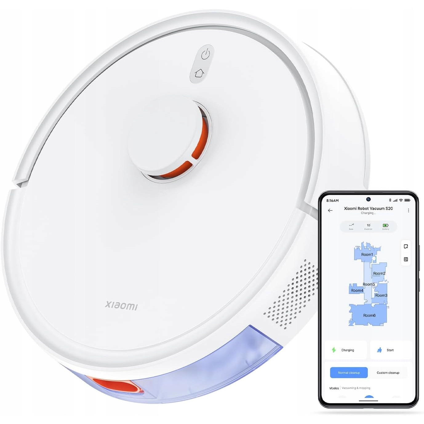 Aspirator robot Xiaomi S20, alb, 5000Pa, mopare, 32.5x9.8cm
