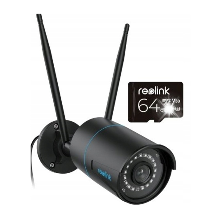 Камера за наблюдение Reolink W320, 5Mpix, WiFi, детекция на движение, черна, 67x186mm