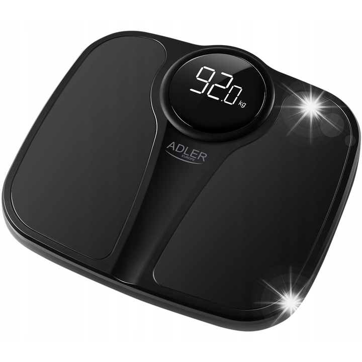 Кантар за тяло Adler, модел AD 8172, 180 кг, черен, 34x31см