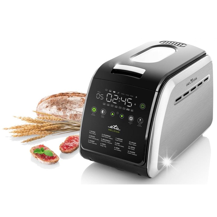 Машина за хляб ETA Delicca, 1,5кг, 850W, 12 програми, сатениран инокс, пълен комплект