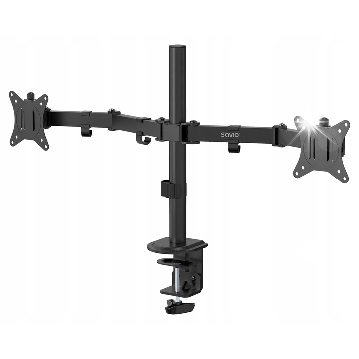 Suport de birou pentru 2 monitoare Savio UM-03, 17'' - 32'', negru, montaj fara gaurire