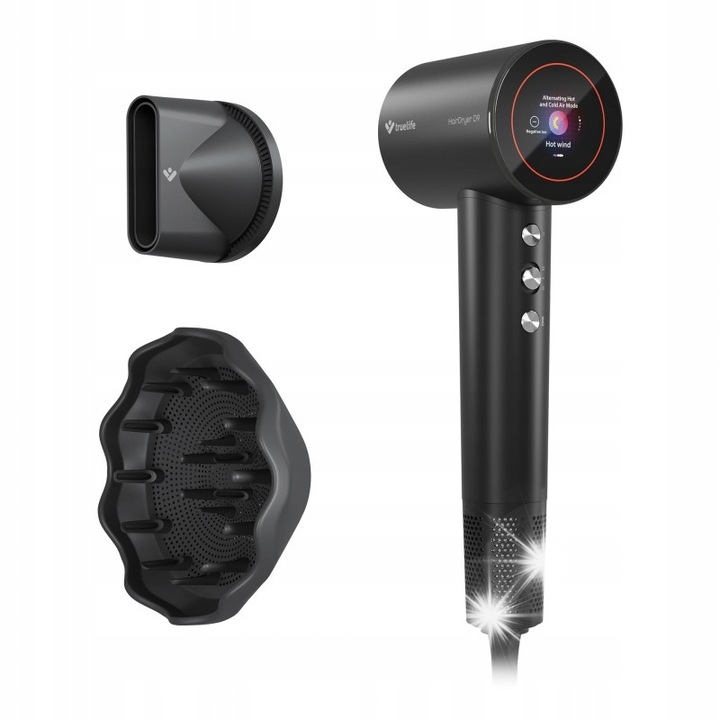 Сешоар TrueLife D9, 1600W, 110000 RPM, 5 режима, 2 магнитни дюзи, LED