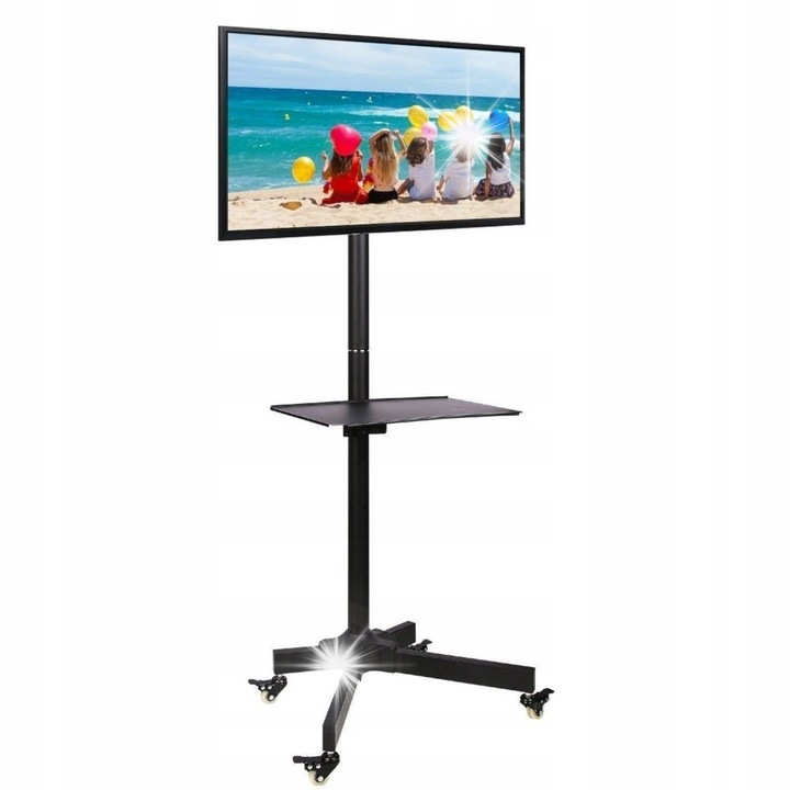 Мобилна стойка за телевизор Techly 19-37", 20кг, черна, с рафт