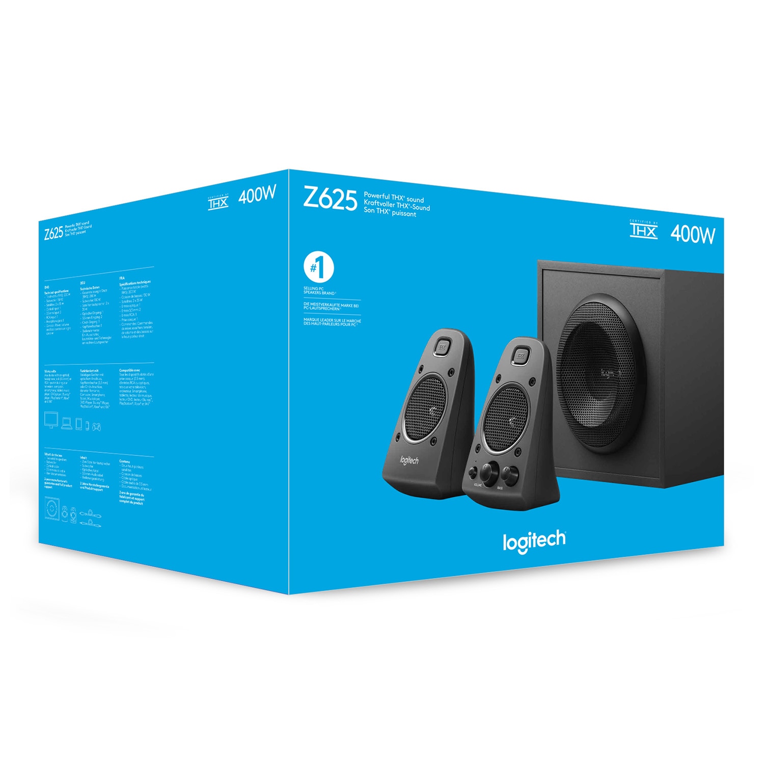 Set boxe 2.1 Logitech Z625 400W, subwoofer 260W, negru - eMAG.ro