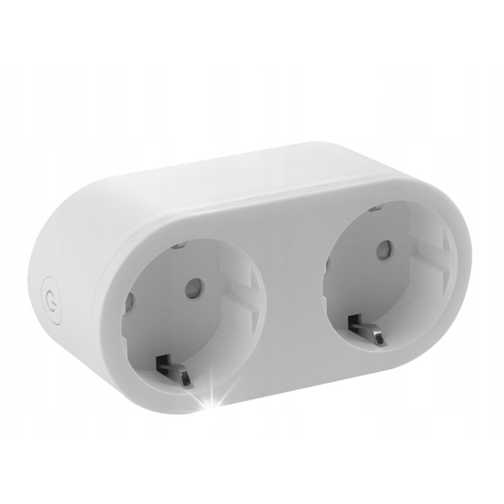 Smart контакт 2 в 1, Denver, Wi-Fi, 3680W, Бял, 10.5x5x8см