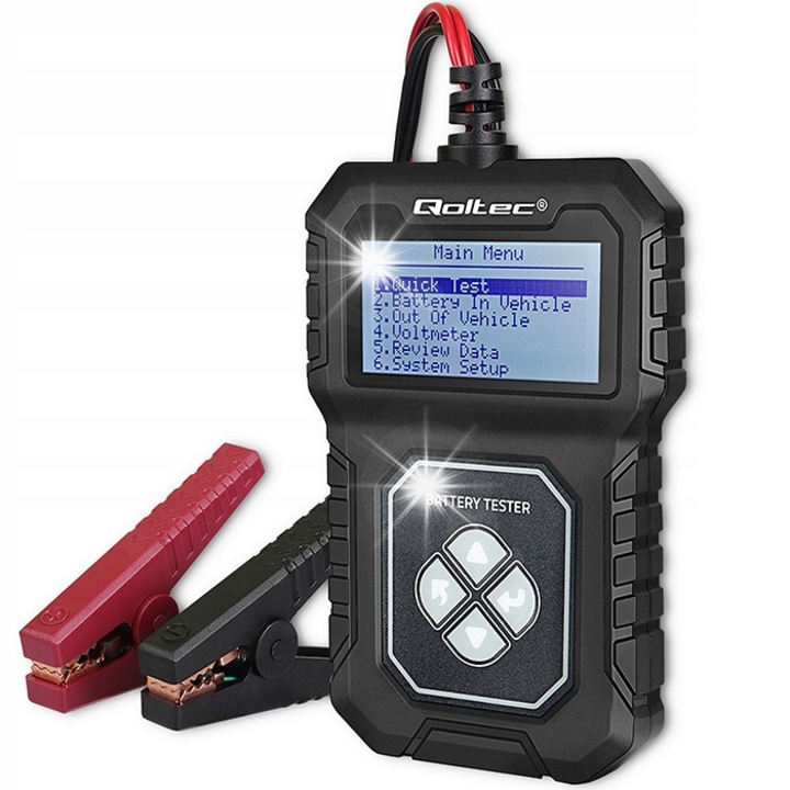 12V-os digitális akkumulátor tesztelő, Qoltec, 30-220Ah, LCD, fekete