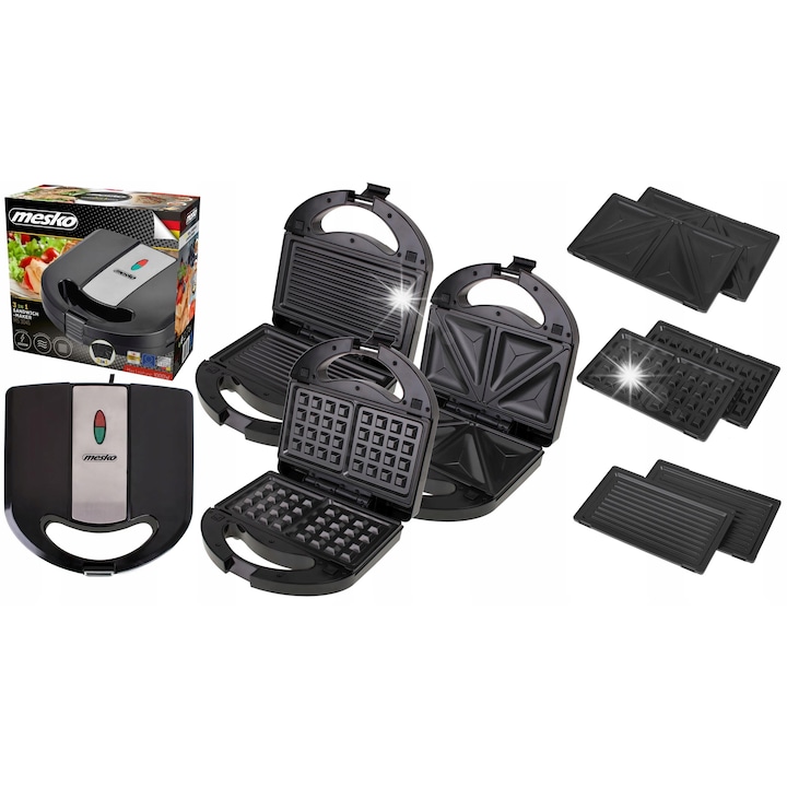 Aparat de sandvisuri Maestro MR-711, alb, 750W, dimensiuni 245x240x90mm, design ergonomic, suprafata antiaderenta