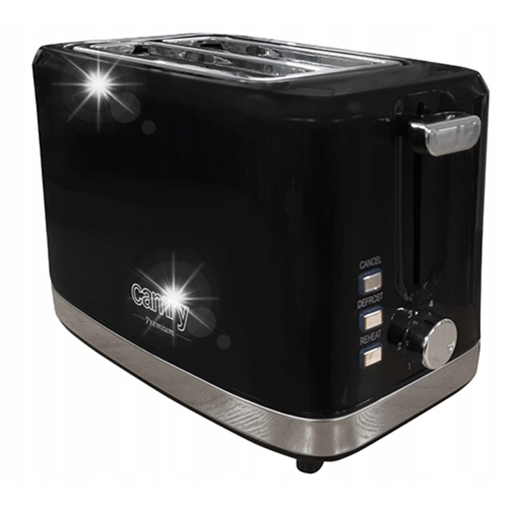 Тостер Camry, 2 филии, 6 степени на мощност, черен, пълен комплект