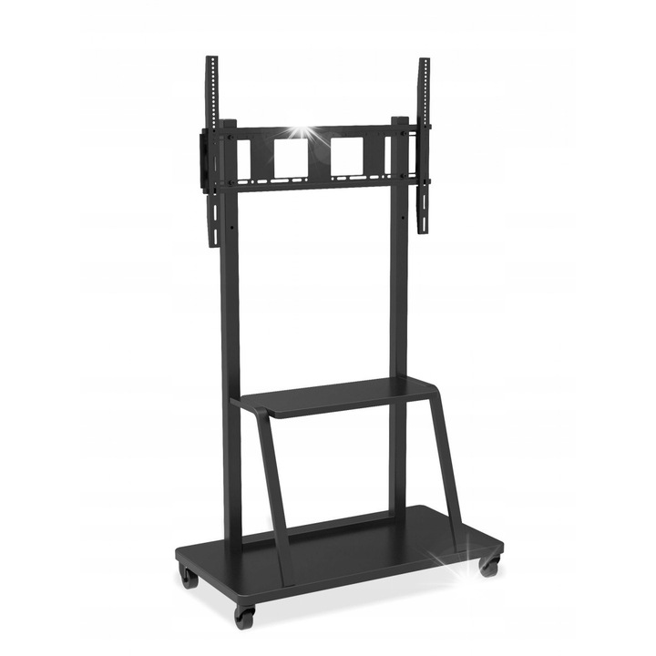 Мобилна стойка за телевизор Techly 55"-100", 150 кг, черна, с рафт, 1750 мм