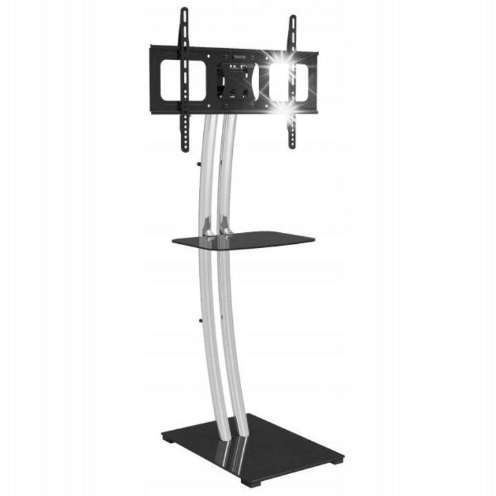 Стойка за телевизор Techly 32-70", 68кг, черно-сребристо, с рафт