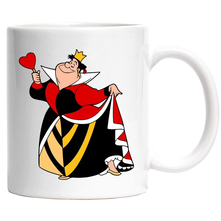 Cana Cu Regina de Inima Rosie – Personaj Disney Iconic, Cadou Magic pentru Colectionari, Ceramica, 330ML, Cu Maner si Interior Alb