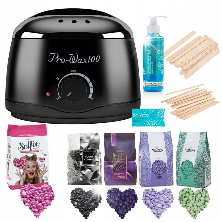 Комплект за депилация, ItalWax, 5x кола маска, шпатули, охлаждащ гел